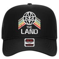 The Land Logo Distressed In Vintage Retro Style High Crown Mesh Back Trucker Hat