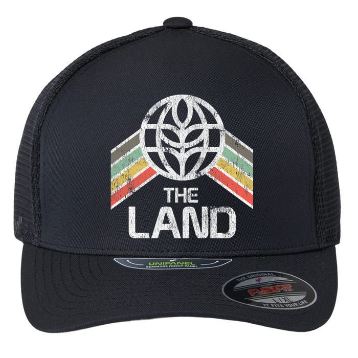 The Land Logo Distressed In Vintage Retro Style Flexfit Unipanel Trucker Cap