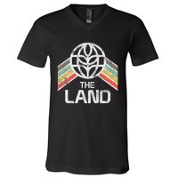 The Land Logo Distressed In Vintage Retro Style V-Neck T-Shirt