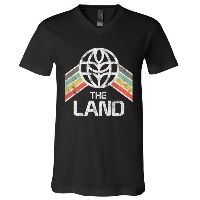 The Land Logo Distressed In Vintage Retro Style V-Neck T-Shirt