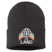 The Land Logo Distressed In Vintage Retro Style Sustainable Knit Beanie