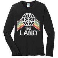 The Land Logo Distressed In Vintage Retro Style Ladies Long Sleeve Shirt