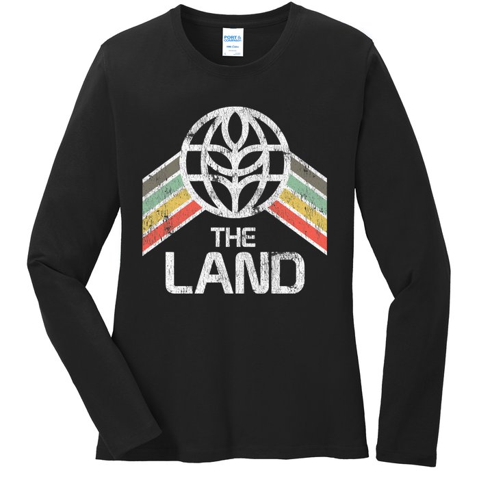 The Land Logo Distressed In Vintage Retro Style Ladies Long Sleeve Shirt