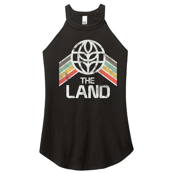 The Land Logo Distressed In Vintage Retro Style Women's Perfect Tri Rocker Tank