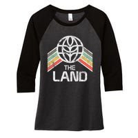 The Land Logo Distressed In Vintage Retro Style Women's Tri-Blend 3/4-Sleeve Raglan Shirt