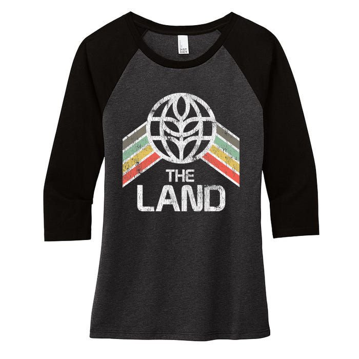 The Land Logo Distressed In Vintage Retro Style Women's Tri-Blend 3/4-Sleeve Raglan Shirt