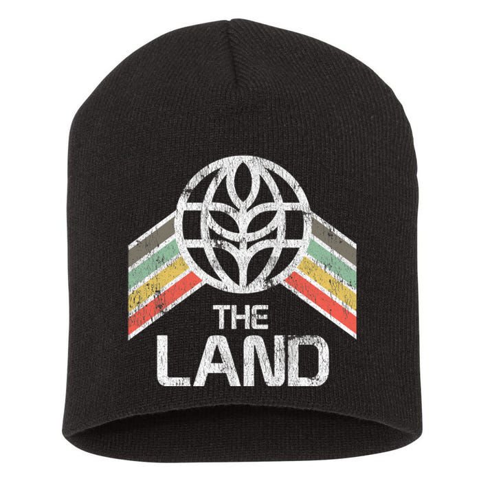 The Land Logo Distressed In Vintage Retro Style Short Acrylic Beanie