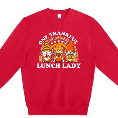 Thankful Lunch Lady Gnome Pumpkin Fall Harvest Premium Crewneck Sweatshirt