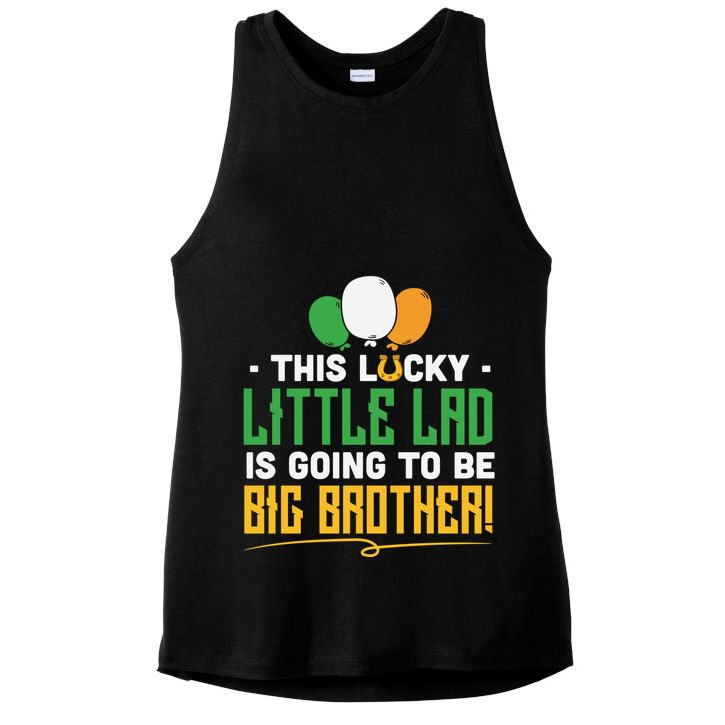 This Lucky Little Lad Is Going To Be Big Brother Ladies PosiCharge Tri-Blend Wicking Tank