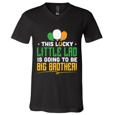 This Lucky Little Lad Is Going To Be Big Brother V-Neck T-Shirt