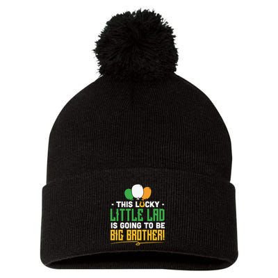 This Lucky Little Lad Is Going To Be Big Brother Pom Pom 12in Knit Beanie