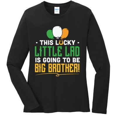 This Lucky Little Lad Is Going To Be Big Brother Ladies Long Sleeve Shirt