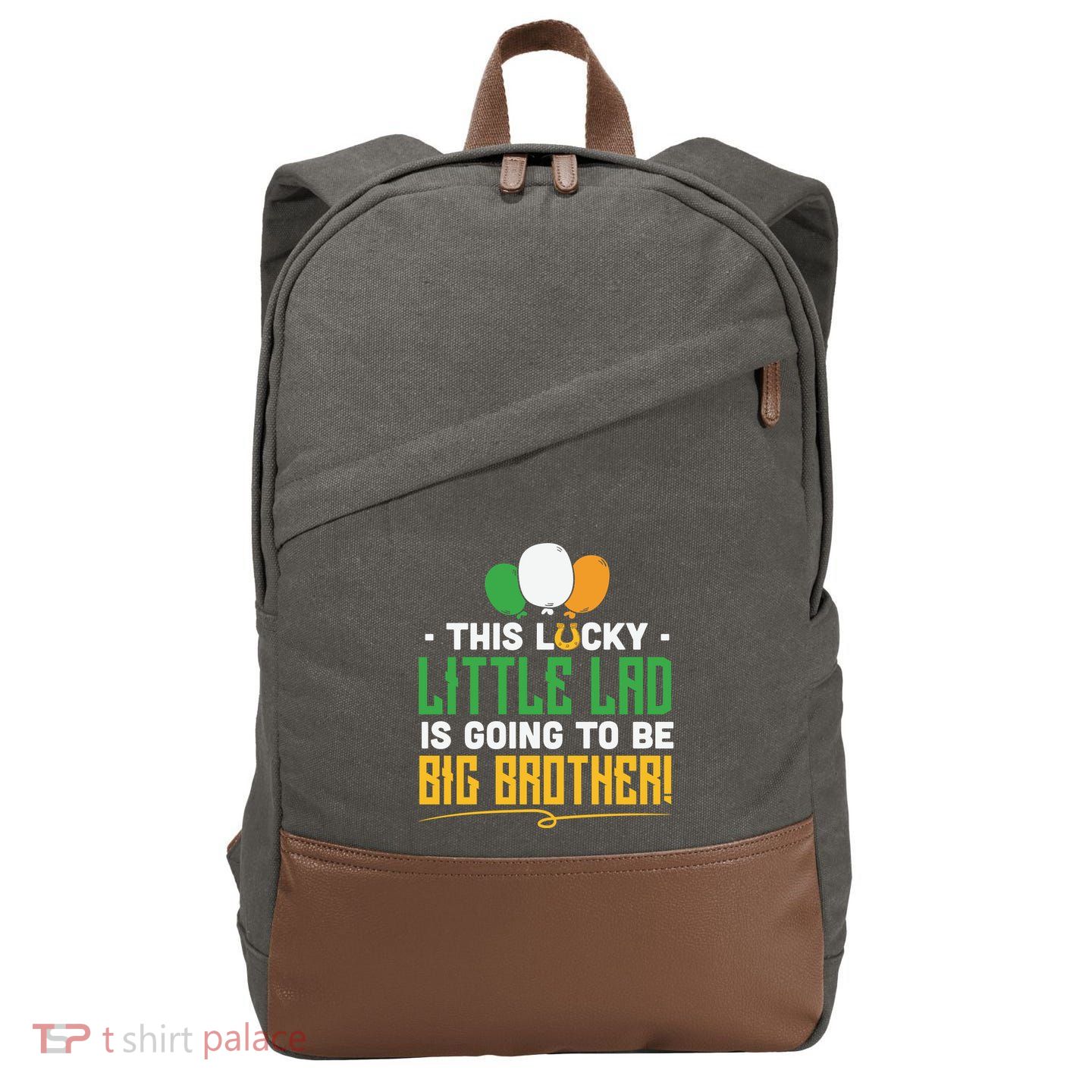 This Lucky Little Lad Is Going To Be Big Brother Cotton Canvas Backpack