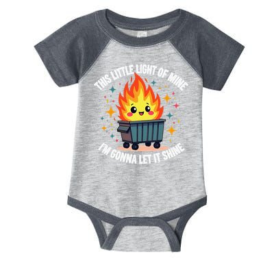 This Little Light-Of Mine Funny Cute Dumpster Fire Saying Gift Infant Baby Jersey Bodysuit