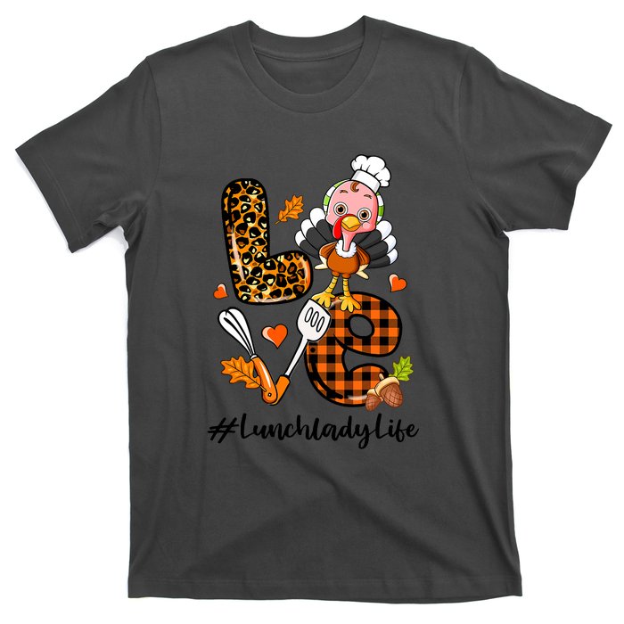 Thanksgiving Love Lunch Lady Turkey Fall T-Shirt