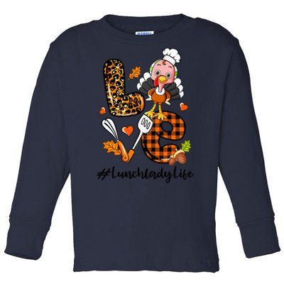 Thanksgiving Love Lunch Lady Turkey Fall Toddler Long Sleeve Shirt