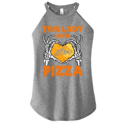 This Lady Loves Pizza Halloween Skeleton Hands Heart Gift Women’s Perfect Tri Rocker Tank