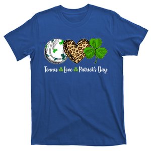 Tennis Love Leopard Heart Shamrock St Patrick's Day Gift T-Shirt