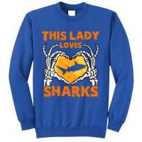 This Lady Loves Sharks Halloween Skeleton Hands Heart Great Gift Sweatshirt