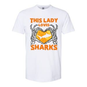 This Lady Loves Sharks Halloween Skeleton Hands Heart Great Gift Softstyle CVC T-Shirt