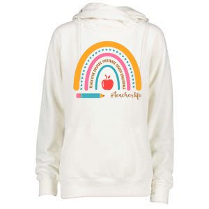 Teacher Life Love Inspire Motivate Rainbow Womens Funnel Neck Pullover Hood