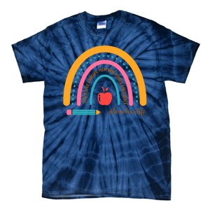 Teacher Life Love Inspire Motivate Rainbow Tie-Dye T-Shirt