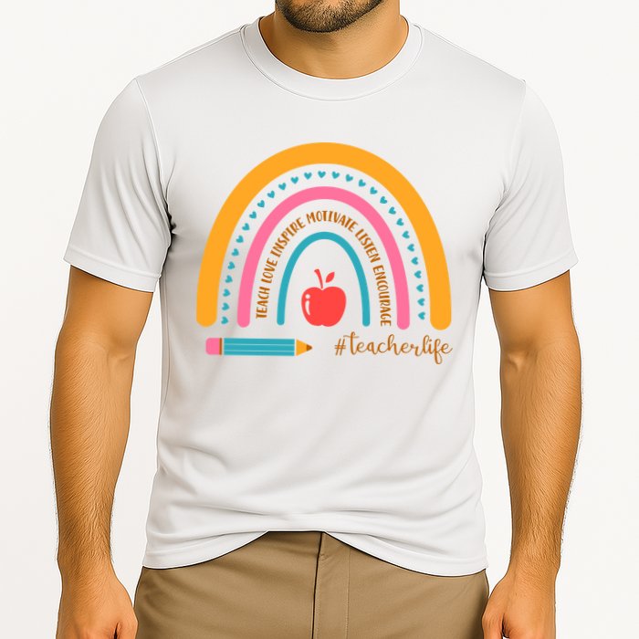 Teacher Life Love Inspire Motivate Rainbow Performance Shirt