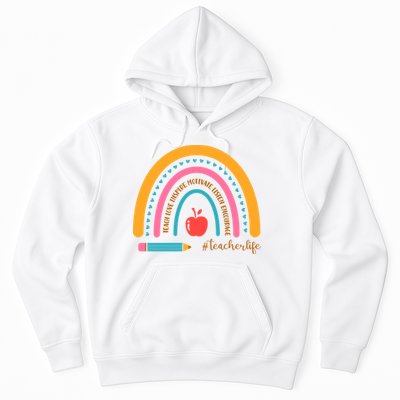 Teacher Life Love Inspire Motivate Rainbow Hoodie