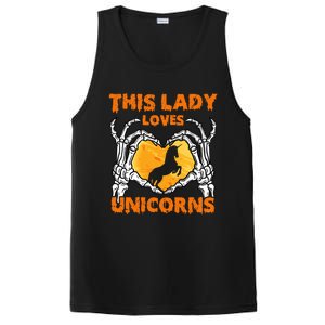 This Lady Loves Unicorn Halloween Skeleton Hands Heart Gift PosiCharge Competitor Tank