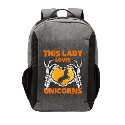 This Lady Loves Unicorn Halloween Skeleton Hands Heart Gift Vector Backpack