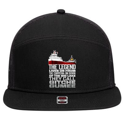 The Legend Lives On Edmund Fitzgerald 7 Panel Mesh Trucker Snapback Hat