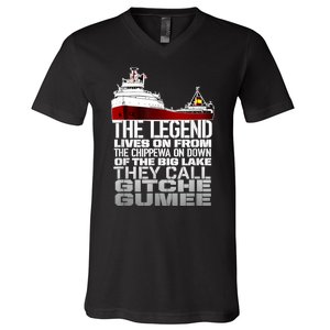 The Legend Lives On Edmund Fitzgerald V-Neck T-Shirt