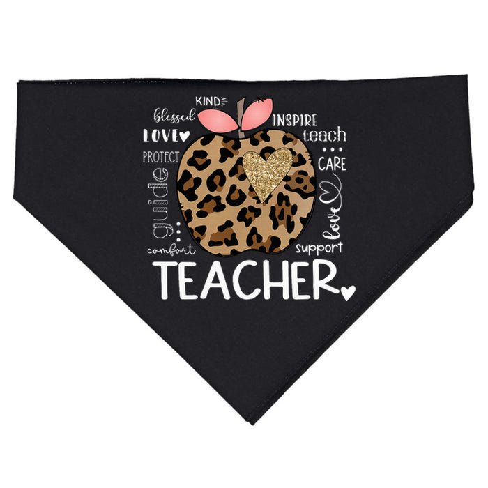 Teacher Life Leopard Apple Teachers Day USA-Made Doggie Bandana