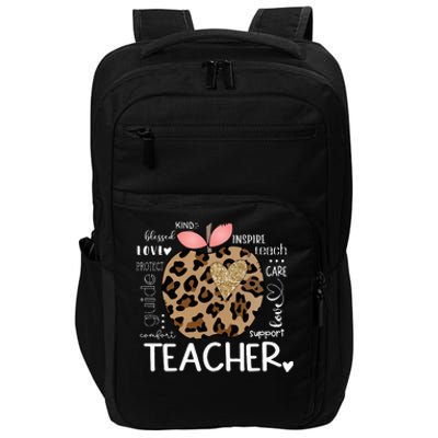 Teacher Life Leopard Apple Teachers Day Impact Tech Backpack