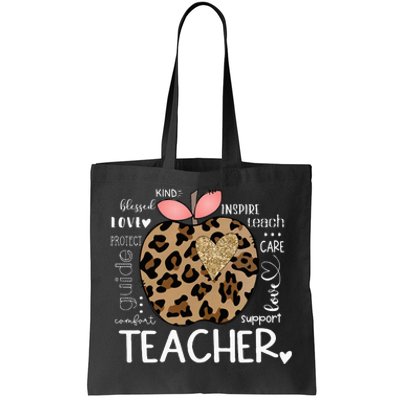 Teacher Life Leopard Apple Teachers Day Tote Bag