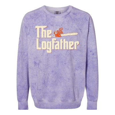 The Logfather Lumberjack Woodsman Wood Woodcutter Chainsaw Colorblast Crewneck Sweatshirt