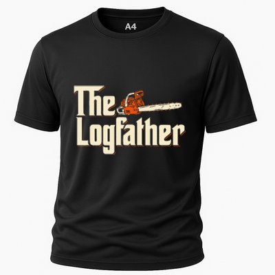 The Logfather Lumberjack Woodsman Wood Woodcutter Chainsaw Cooling Performance Crew T-Shirt