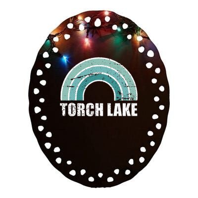 Torch Lake Michigan Family Vacation Ceramic Oval Ornament