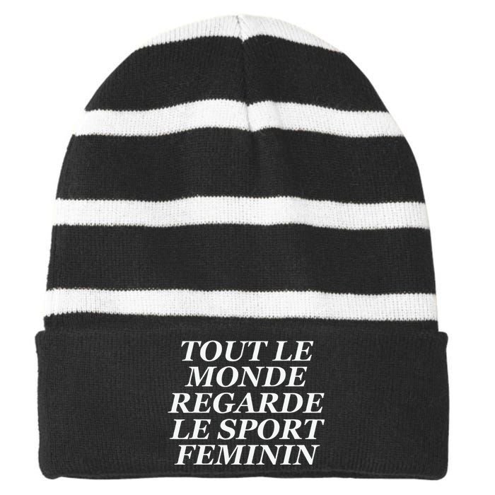 Tout Le Monde Regarde Le Sport Feminin Striped Beanie with Solid Band