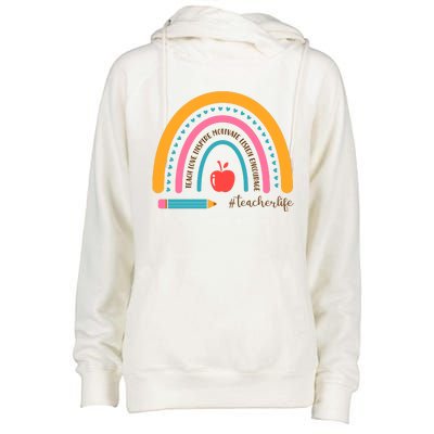 Teacher Life Motivate Rainbow Womens Funnel Neck Pullover Hood