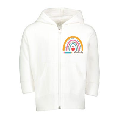 Teacher Life Motivate Rainbow Toddler Zip Fleece Hoodie