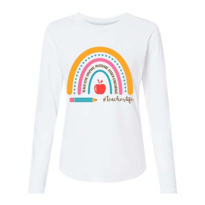 Teacher Life Motivate Rainbow Womens Cotton Relaxed Long Sleeve T-Shirt