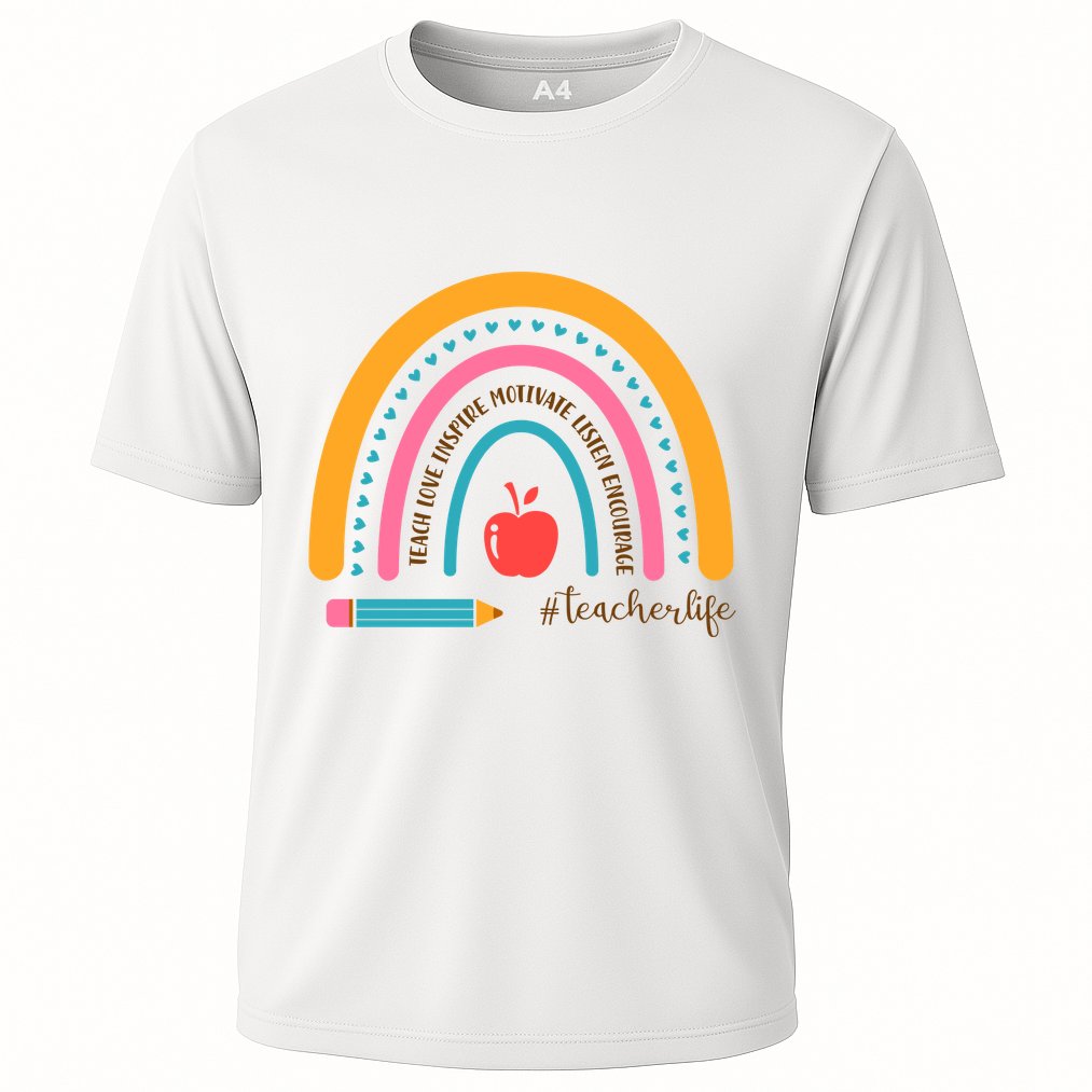 Teacher Life Motivate Rainbow Cooling Performance Crew T-Shirt