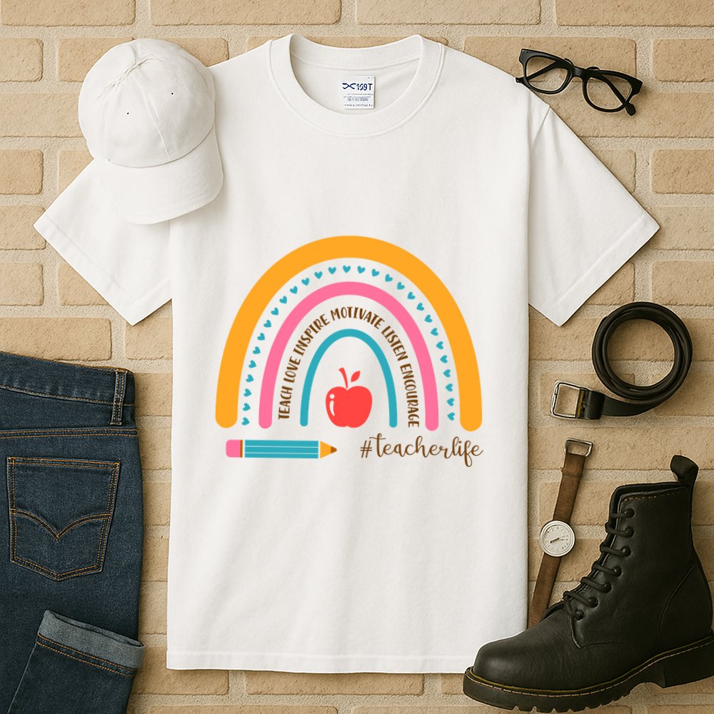 Teacher Life Motivate Rainbow Tall T-Shirt