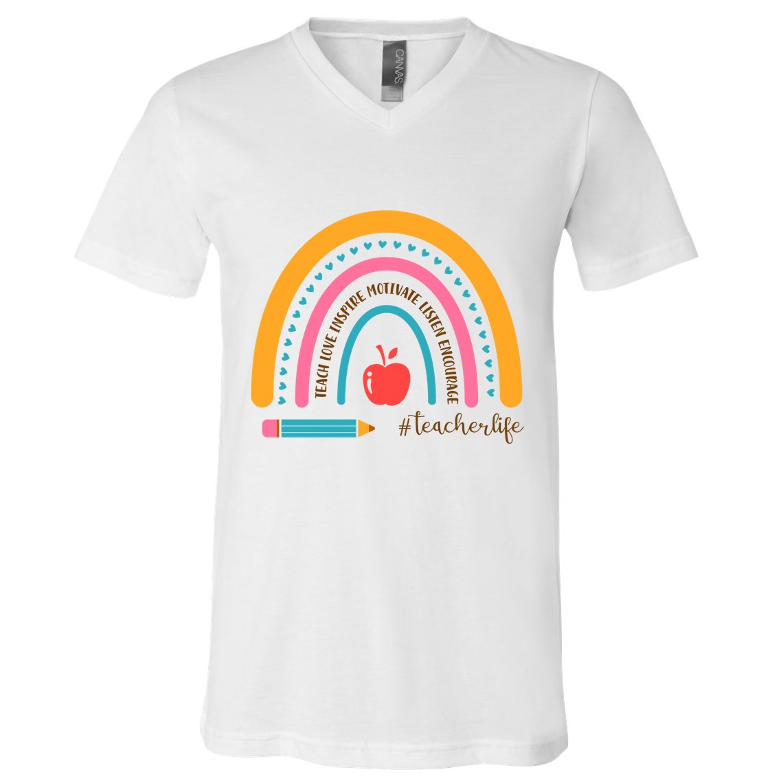 Teacher Life Motivate Rainbow V-Neck T-Shirt