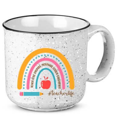 Teacher Life Motivate Rainbow 15oz Campfire Ceramic Mug