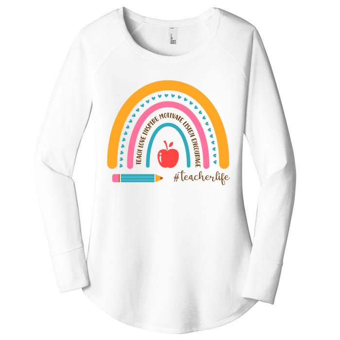 Teacher Life Motivate Rainbow Women's Perfect Tri Tunic Long Sleeve Shirt