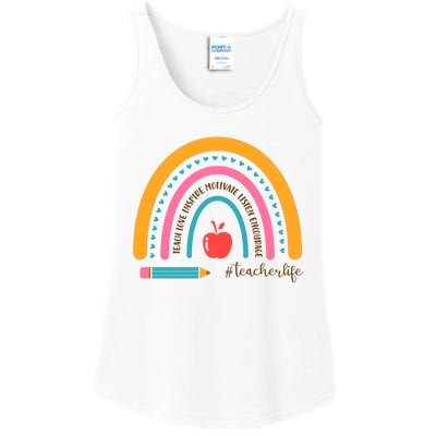 Teacher Life Motivate Rainbow Ladies Essential Tank