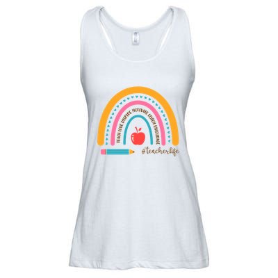 Teacher Life Motivate Rainbow Ladies Essential Flowy Tank