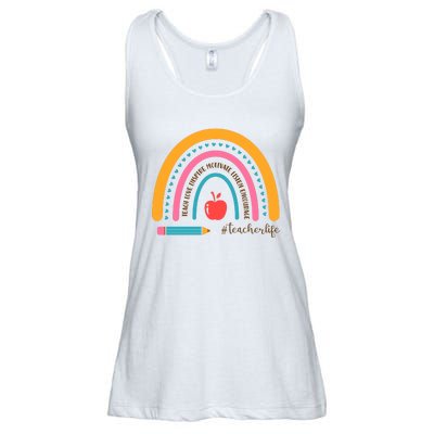 Teacher Life Motivate Rainbow Ladies Essential Flowy Tank